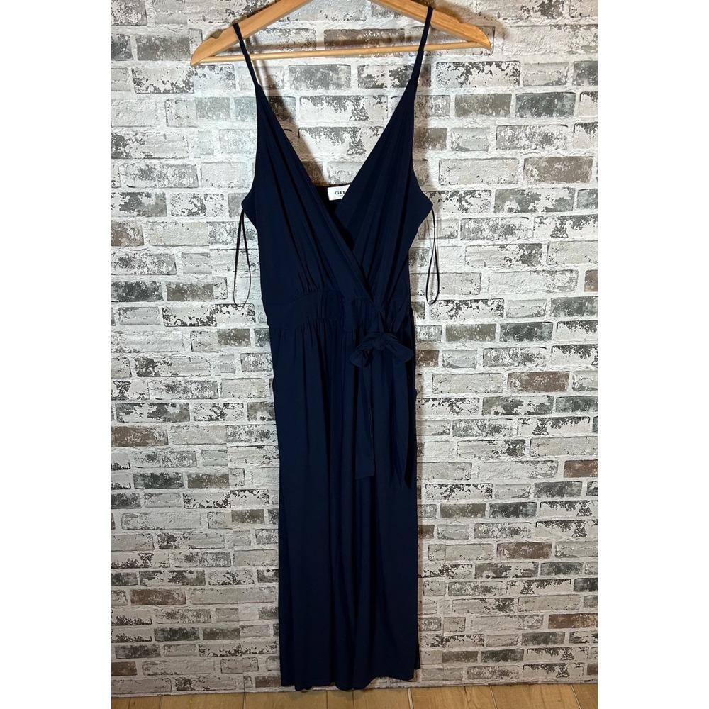 Gilli Womens Navy Blue V-Neck Sleeveless Wide Leg Jumpsuit Size M J1766-1
